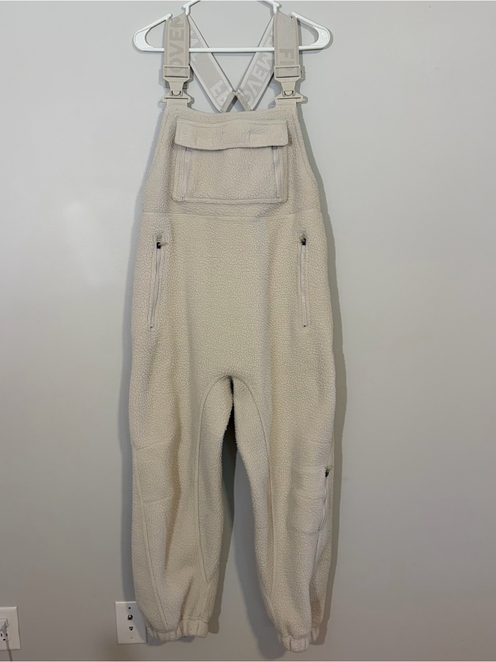 FP Movement by Free People Hit The Slopes Salopette Cream Sherpa Overalls